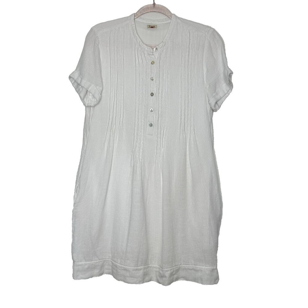 Faherty Gemina Linen Dress Size S White